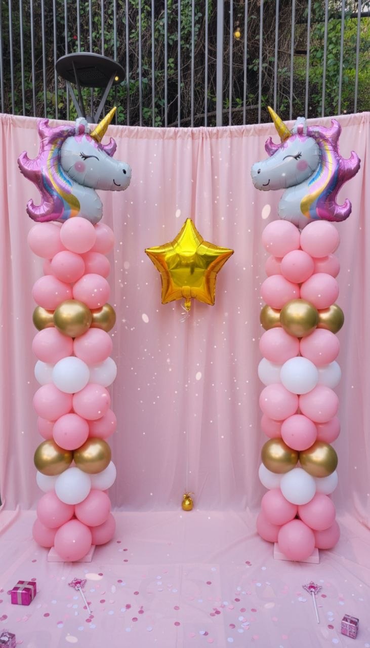 Birthday party balloon installation