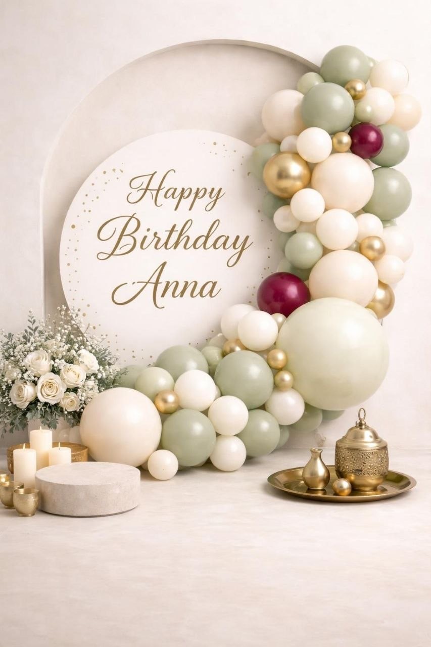Balloon garland in gold tones